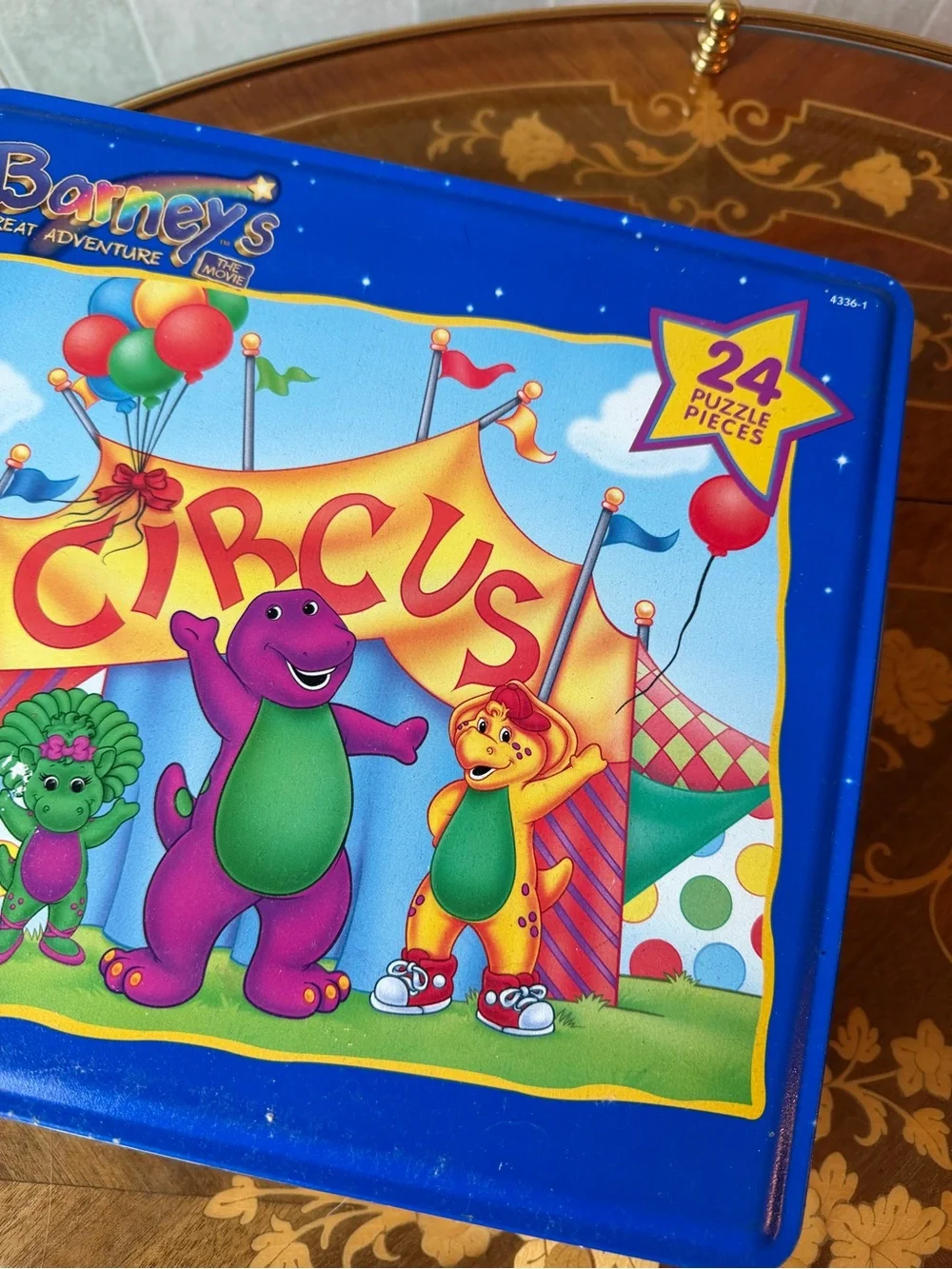 Vintage Barney Circus 24 Piece Puzzle Metal Tin